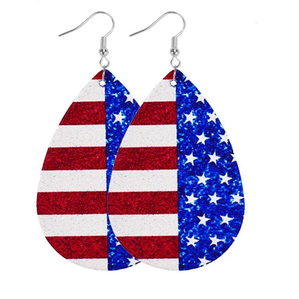 American Flag Tear Drop Earrings